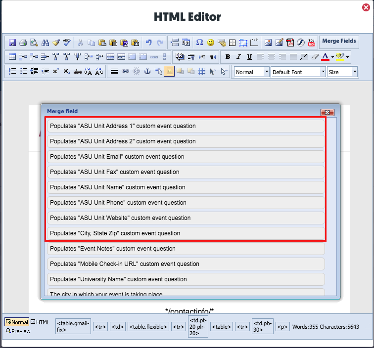 Merge Codes in HTML Editor