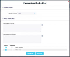 Payment Method editor